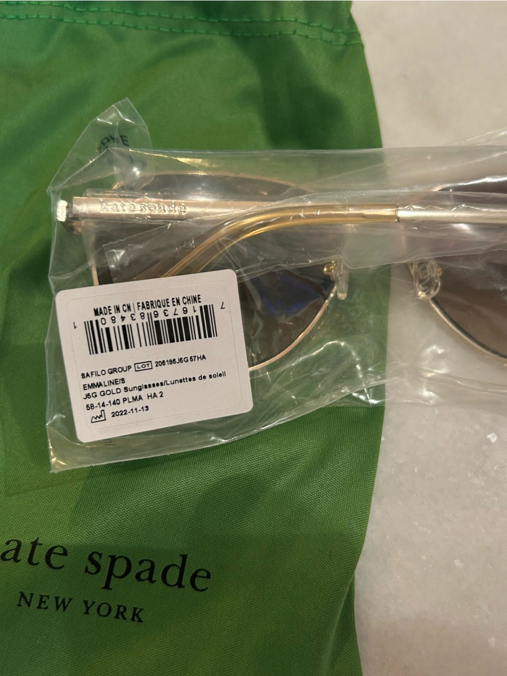 Kate Spade gold aviator sunglasses with brown lenses New - Picture 6 of 6